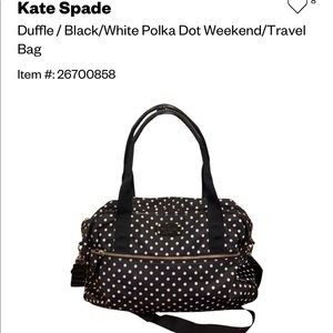 Kate Spade polka dot weekender duffle bag
